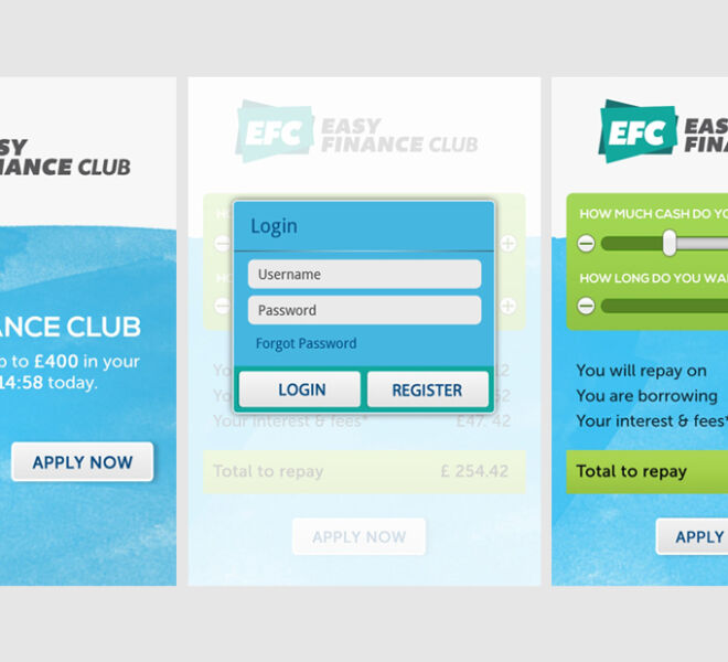 Easy Finance Club App Screens